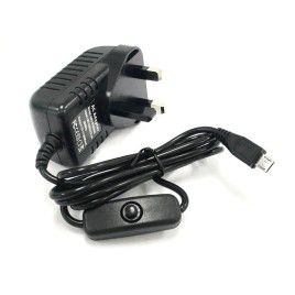 5V 3A Adapter micro B c/w Switch (UK Plug)