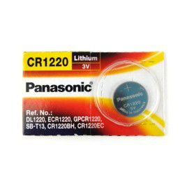 PANASONIC BATTERIES CR1220 Battery, 3 V, Coin Cell, Lithium, 38 mAh, Flat  Top, 12.5 mm