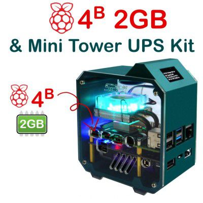Mini Tower UPS Kit with Raspberry Pi 4 Model B 2GB