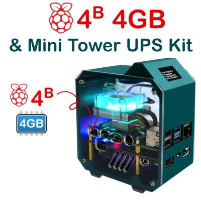 Mini Tower UPS Kit with Raspberry Pi 4 Model B 4GB