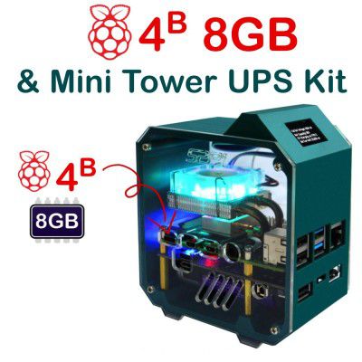 Mini Tower UPS Kit with Raspberry Pi 4 Model B 8GB