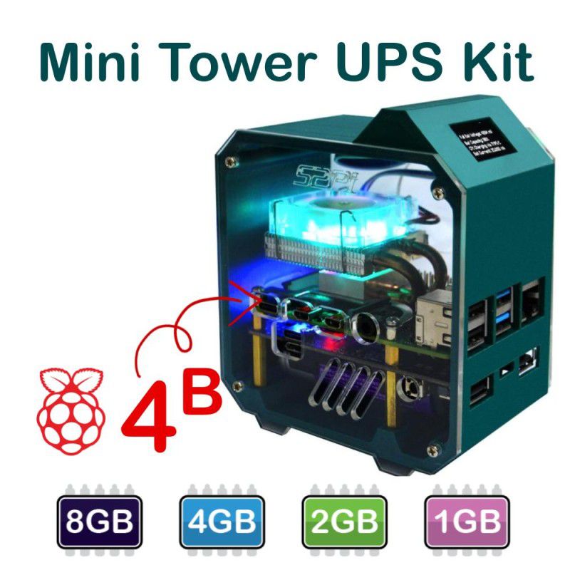 Mini Tower UPS Kit for Raspberry Pi 4 Model B and Kits