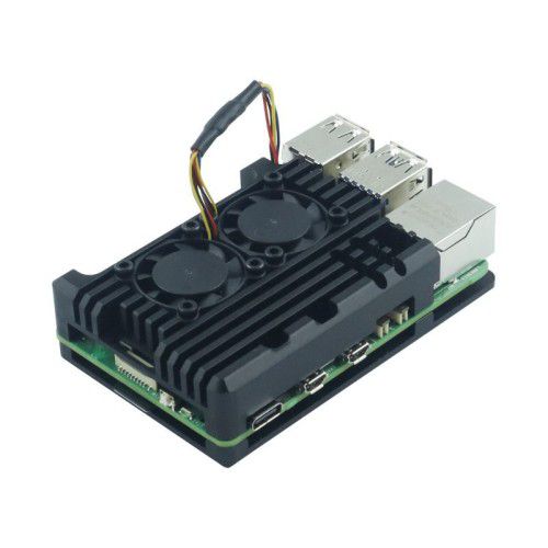 RPi 5 Aluminum Heatsink Case with Dual Fan