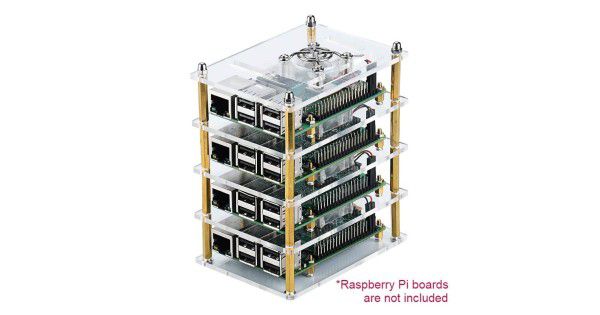 4 Layers Acrylic Cluster Case With Fan And Heatsink For Rpi 