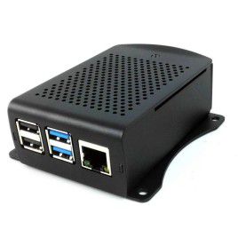 Aluminum RPi4 Case with FAN and Bracket - Black