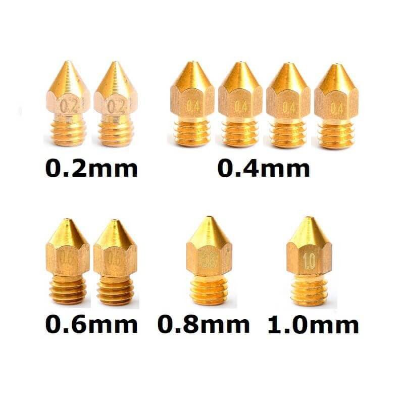 CCTREE 10pcs MK8 Extruder Nozzle for 3D Printer Makerbot Creality CR-10S 7 Sizes 