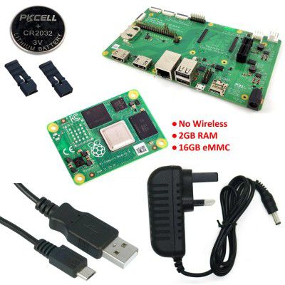 Raspberry Pi CM4 IO Board Kit with CM4 2GB RAM 16GB eMMC (No Wireless)