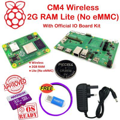 RPi CM4 Wireless 2G RAM Lite (no eMMC) with Official IO Board Kit