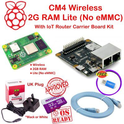 Raspberry Pi CM4 Wireless 2G RAM Lite (No eMMC) with IoT Router Carrier Board