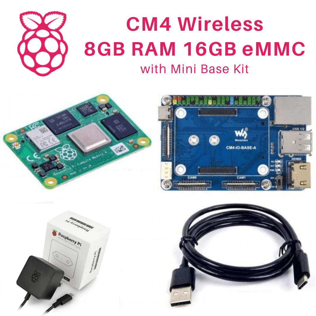 Raspberry Pi CM4 Wireless 8G RAM 16GB eMMC with Mini Base Kit