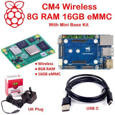 Raspberry Pi CM4 Wireless 8G RAM 16GB eMMC with Mini Base Kit