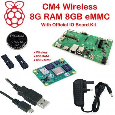 RPi CM4 Wireless 8G RAM 8GB eMMC with Official IO Board Kit