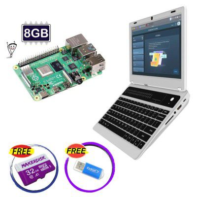 CrowPi L Basic - Real Laptop with Raspberry Pi 4 Model B 8GB