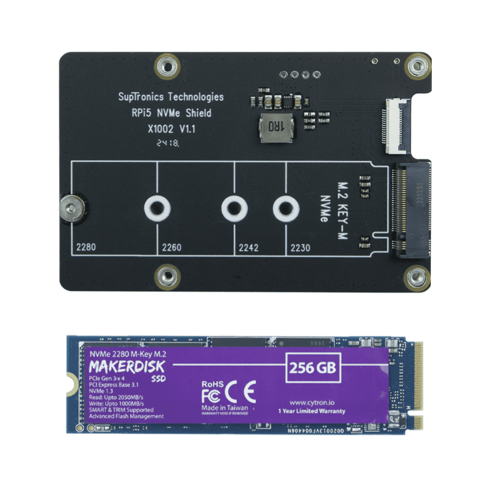 PCIe HAT/Base for Raspberry Pi 5 with MakerDisk NVMe SSD