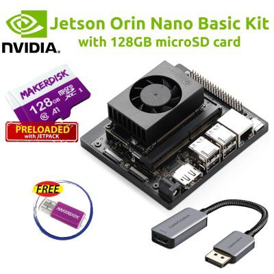 NVIDIA Jetson Orin Nano 8GB Basic Kit - with 128GB microSD Card Preloaded JetPack