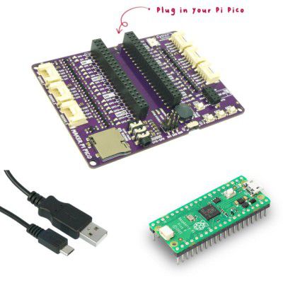 Maker Pi Pico Base with Raspberry Pi Pico H (presoldered headers)