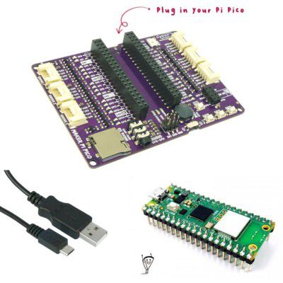 Maker Pi Pico Base with Raspberry Pi Pico WSH (presoldered headers)