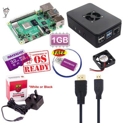 Raspberry Pi 4 Model B 1GB Basic Kit V2 - UK Plug