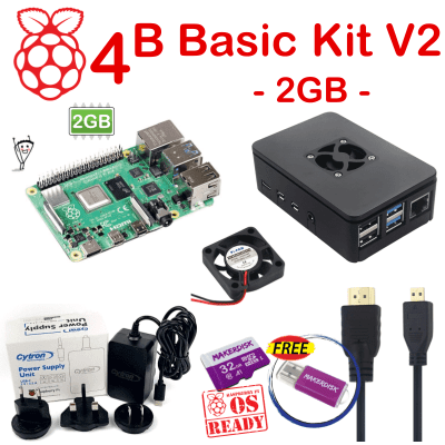 Raspberry Pi 4 Model B 2GB Basic Kit V2-Universal Plug