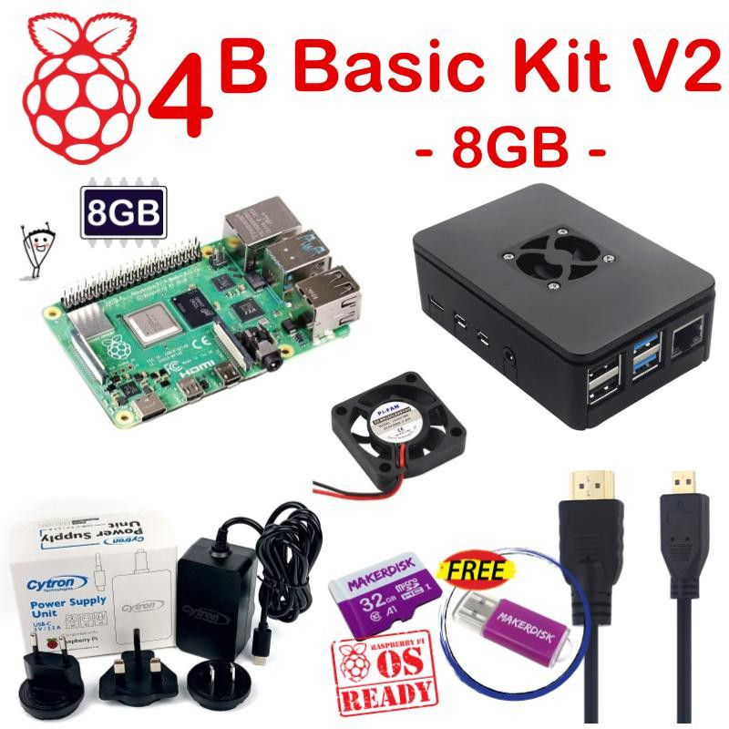 Raspberry Pi 4 Model B Basic Kits V2 - UK Plug