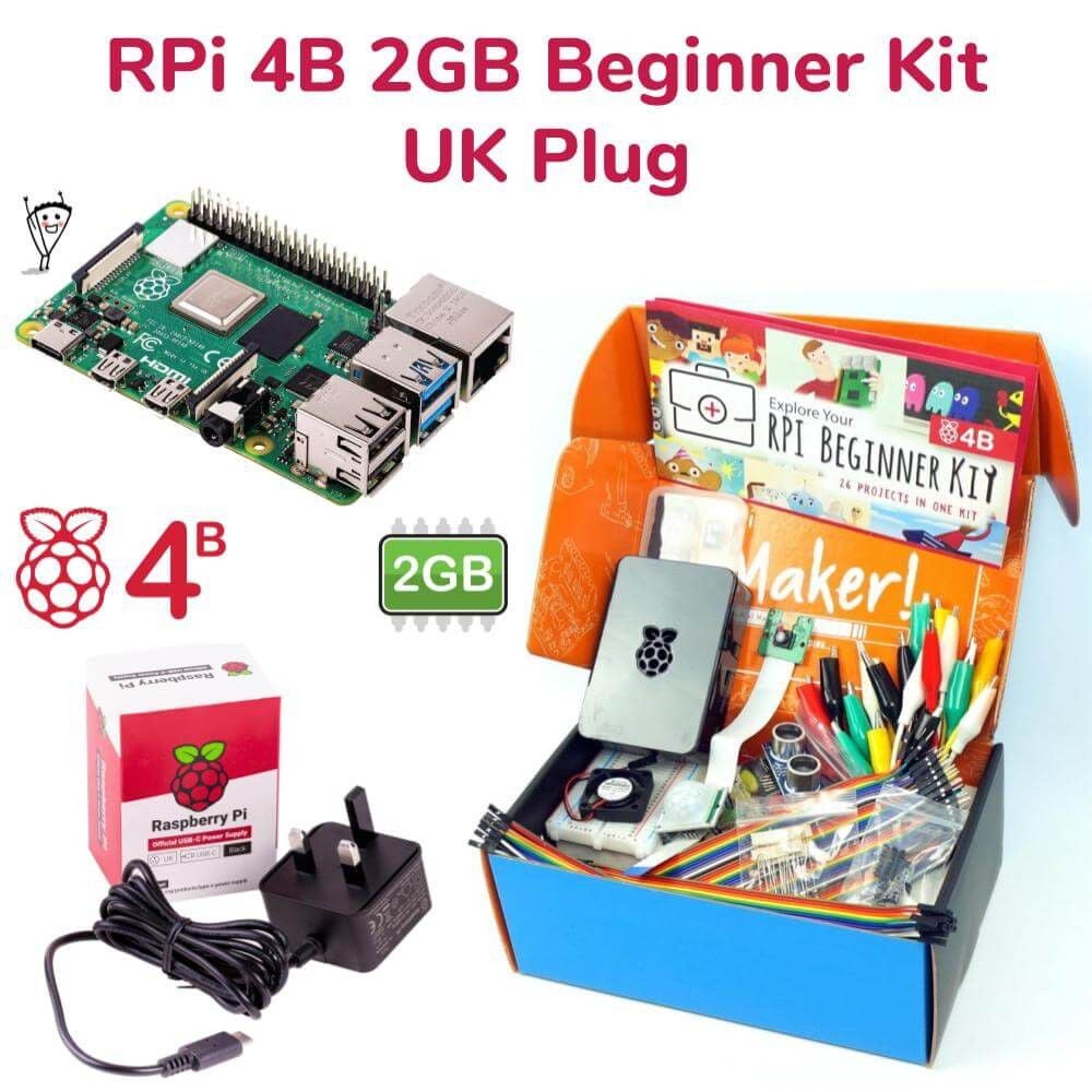 Raspberry Pi 4 Model B Beginner Kit-UK Plug