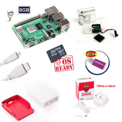 Official Case and Fan (Red-White) Kit with RPi 4B 8GB