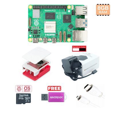 Official Red/White Case Kit with Raspberry Pi 5 - 8GB RAM (UK Plug)