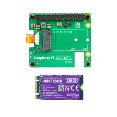 Raspberry Pi M.2 HAT+ with 128GB NVMe SSD for Raspberry Pi 5