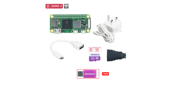Raspberry Pi Zero 2 W Basic Kit with UK PSU