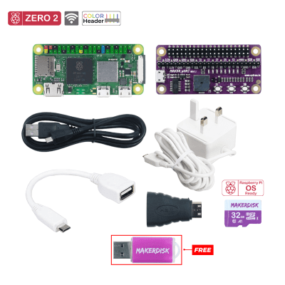 Raspberry Pi Zero 2 WCH Basic Kit with Maker pHAT