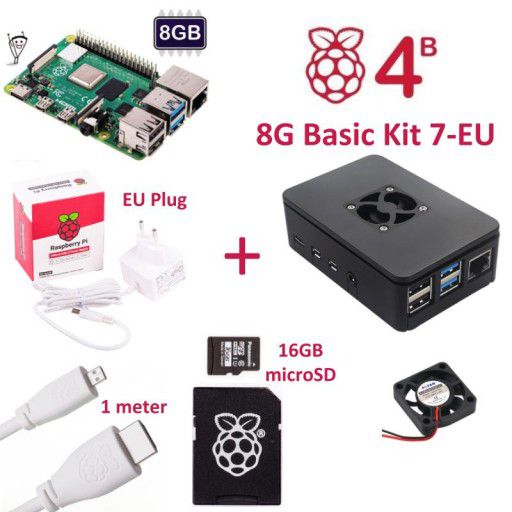 RPi 4B 8G Basic Kit 7EU Plug(w RPI4B8G)