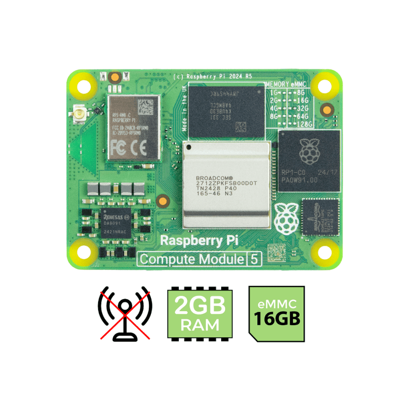Raspberry Pi CM5 - No Wireless 4GB RAM 64GB eMMC