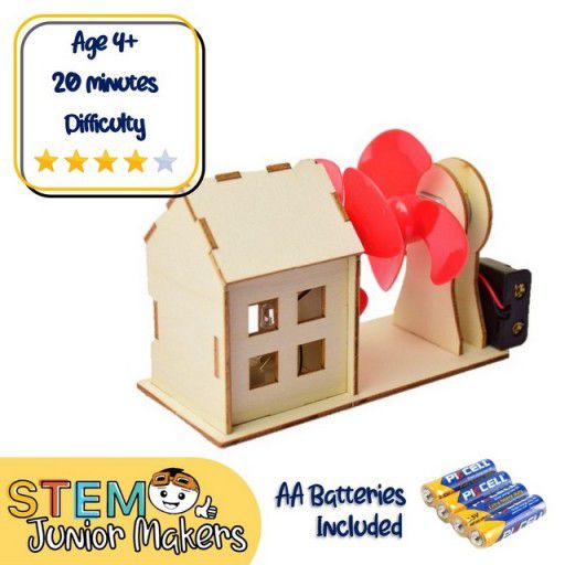 DIY Wooden Wind Turbine House STEM Kit
