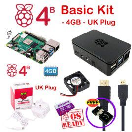 Raspberry Pi 4 Model B 4GB Basic Kit-UK Plug