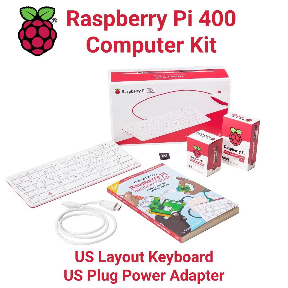 Raspberry Pi 400 Computer Kit-US Layout and US Power Plug