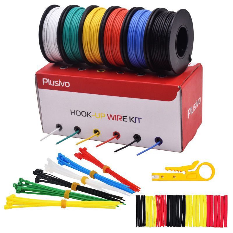 22 AWG Hook Up Wire, Stranded/Solid, 10 Colors, 7 Sizes