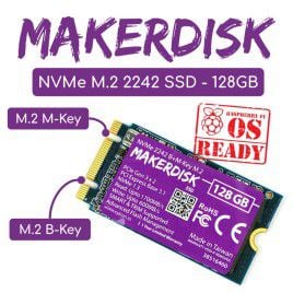 NVMe 2242 B+M-Key MakerDisk SSD - 128GB (Preloaded with Raspberry Pi OS)