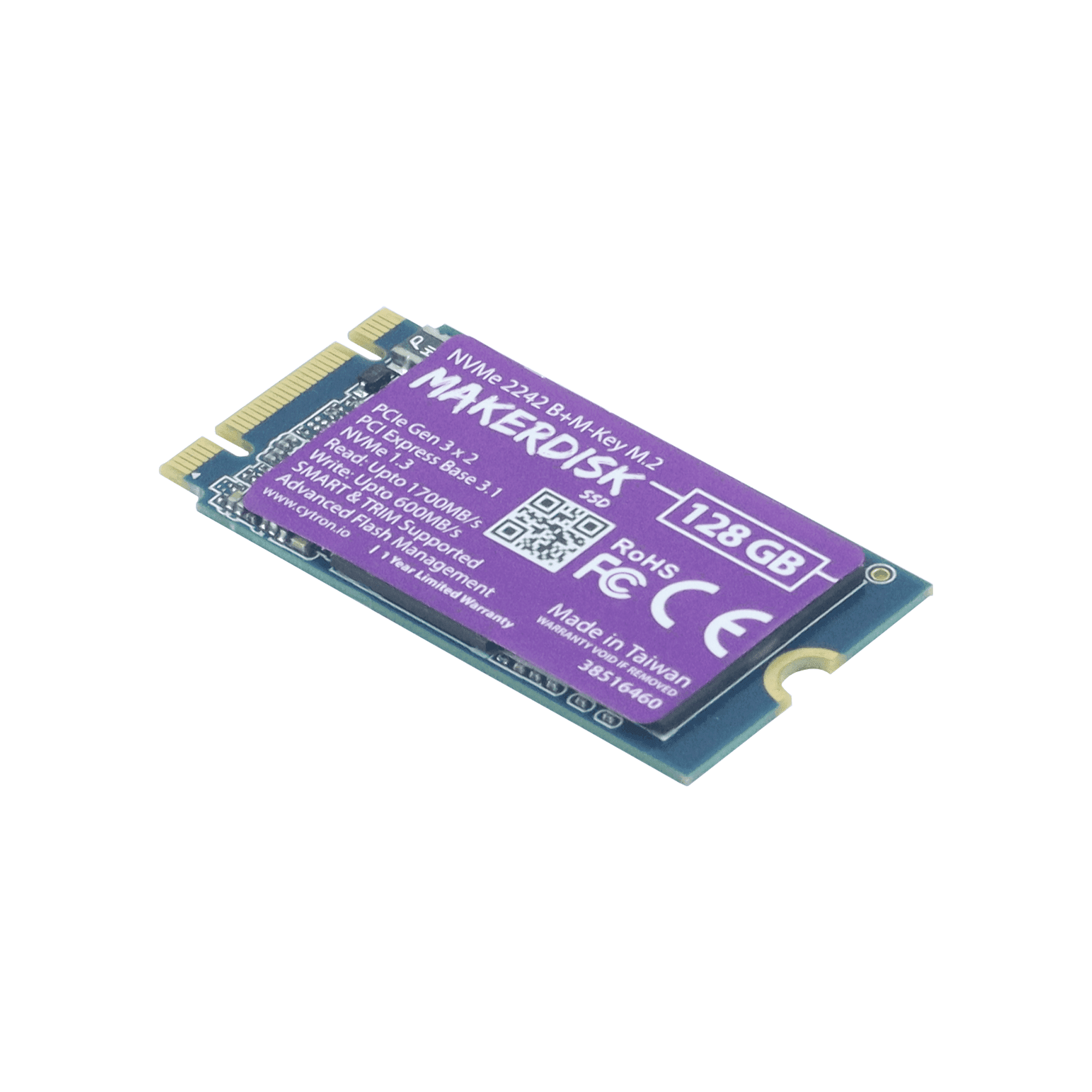 Ổ Cứng Thể Rắn SSD NVMe 128GB MakerDisk (B+M-Key, Chuẩn 2242)