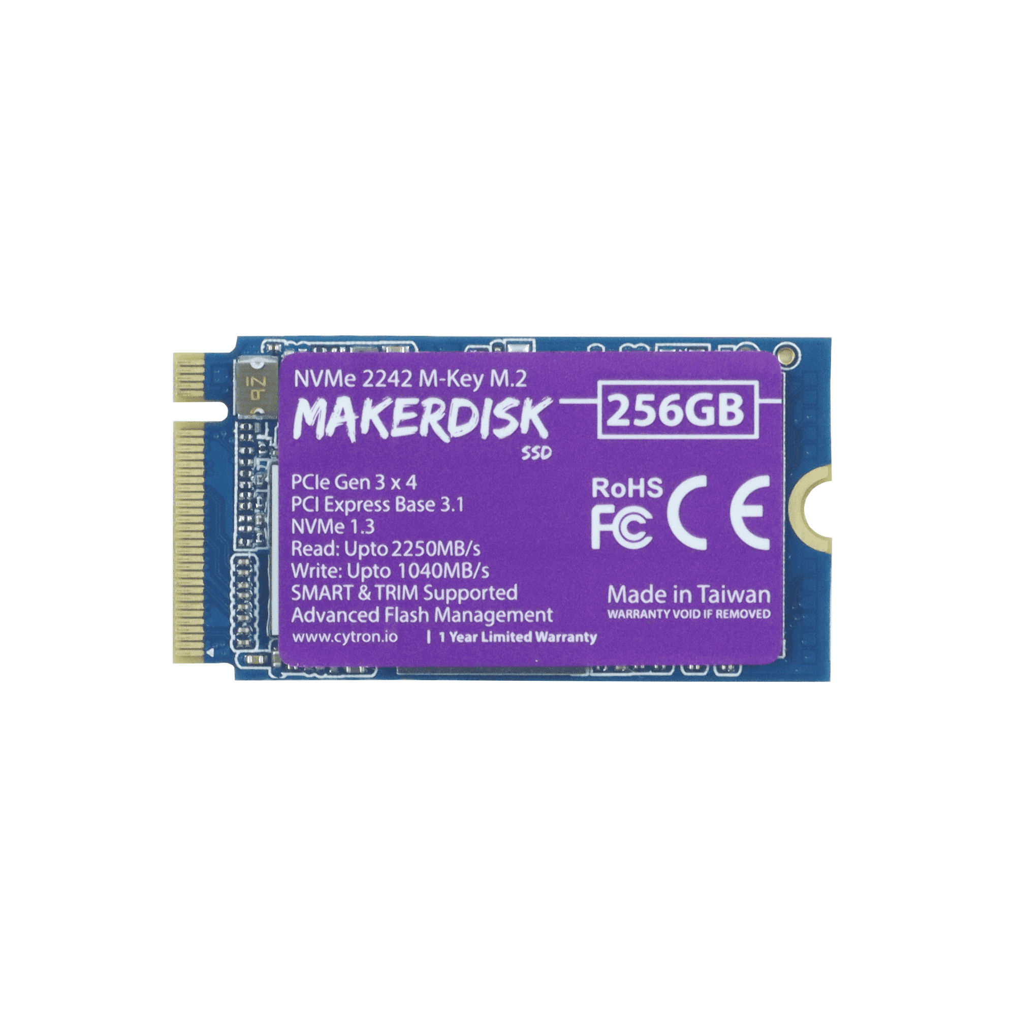 NVMe 2242 B+M-Key MakerDisk SSD - 128GB (with Raspberry Pi OS)