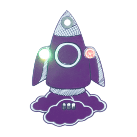 Rocket PCB Badge with LED & Pin