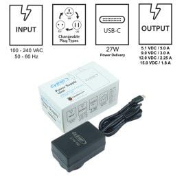 27W PD 5V 5A USB-C Universal Power Adapter for Raspberry Pi