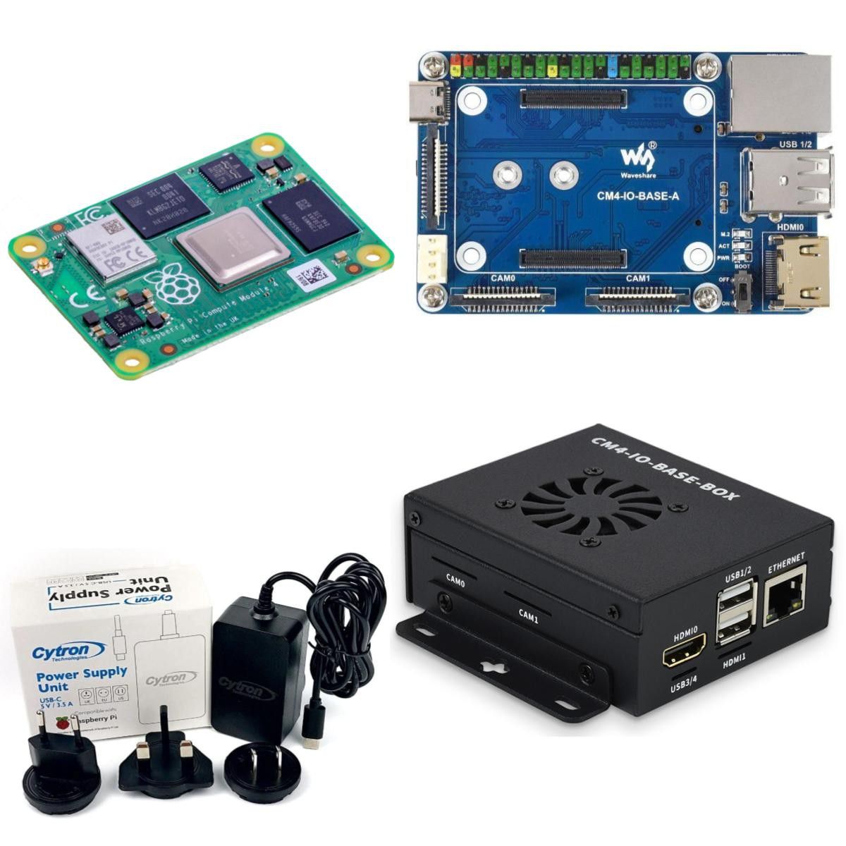 Mini Base (A) Board and Metal Case for Raspberry Pi CM4 and Kits