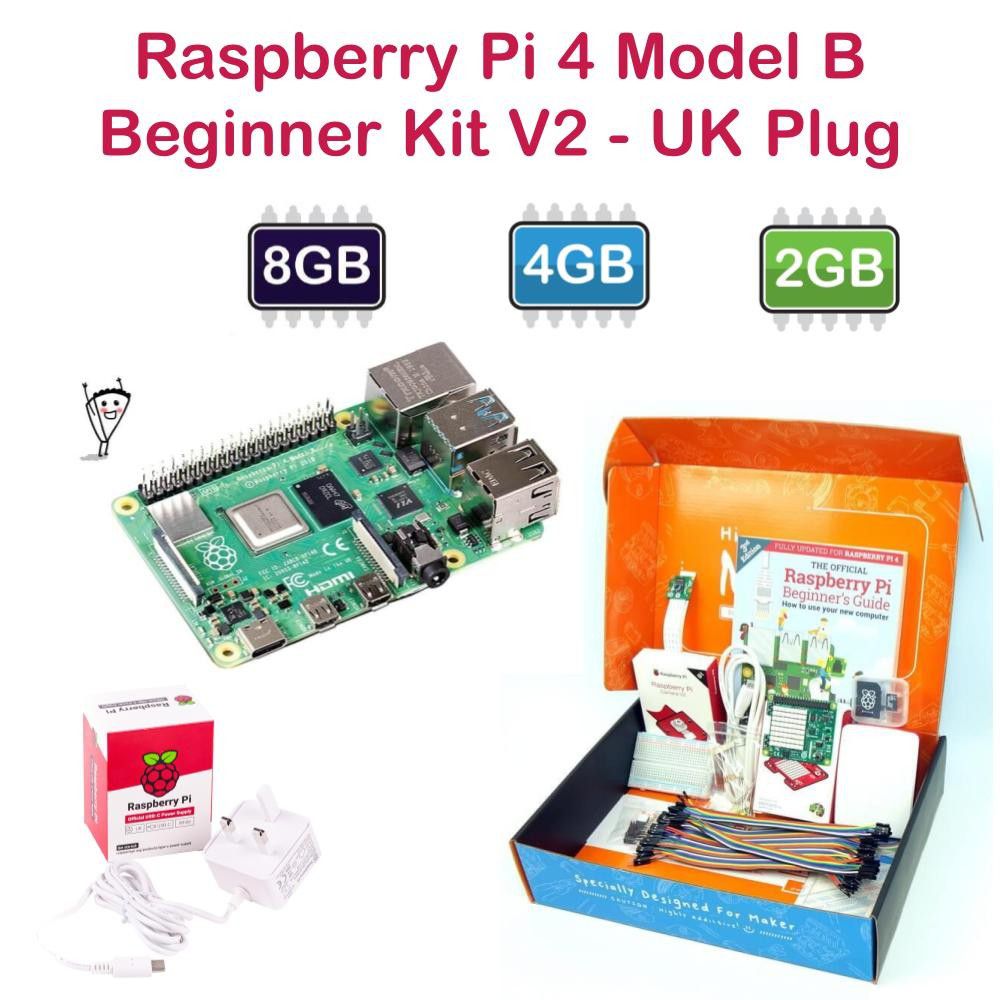 Raspberry Pi 4 Model B Beginner Kit V2 Uk Plug 5465