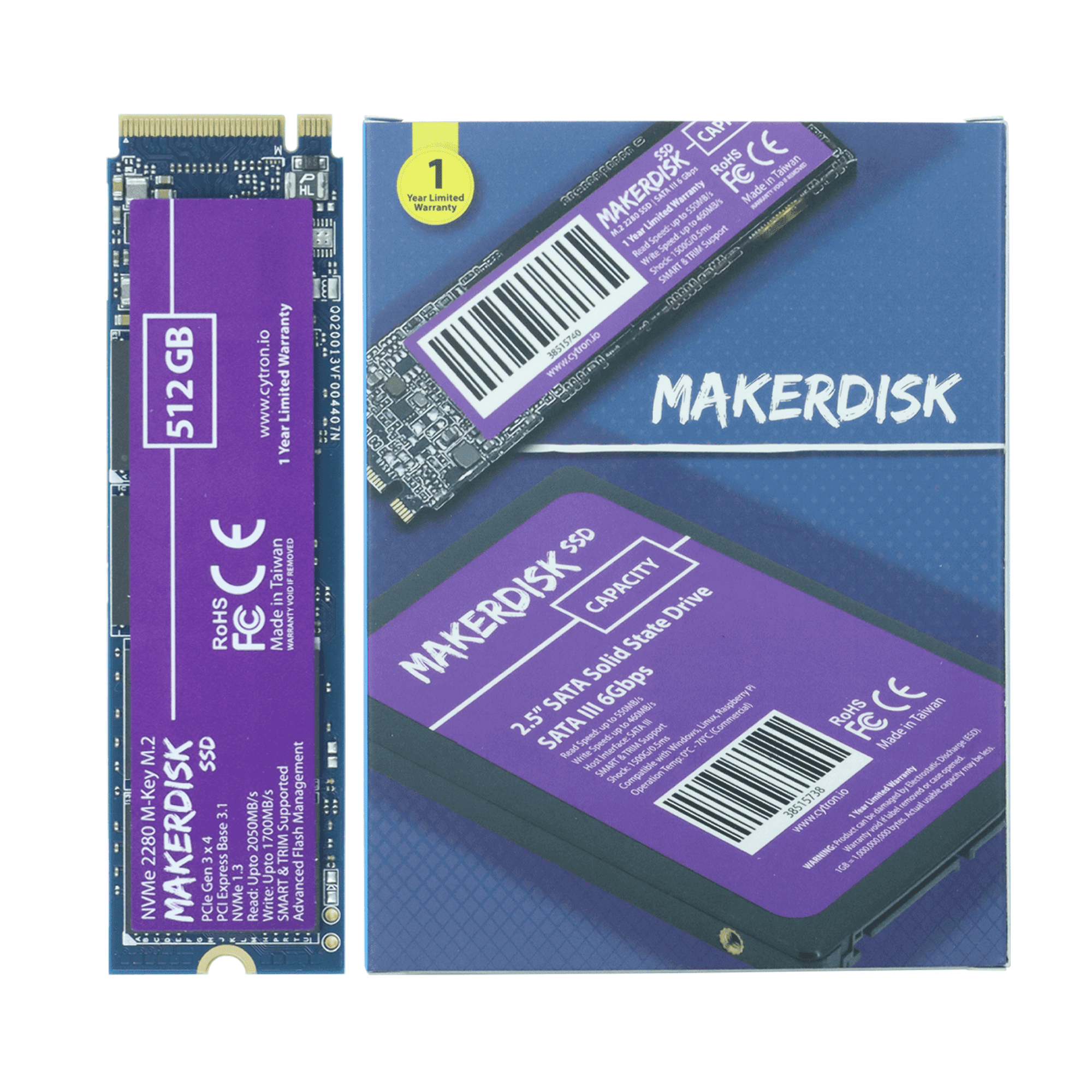 NVMe 2280 M-Key MakerDisk SSD (Preloaded with Raspberry Pi OS)