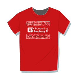 T-shirt "Powered By Raspberry Pi" by Cytron