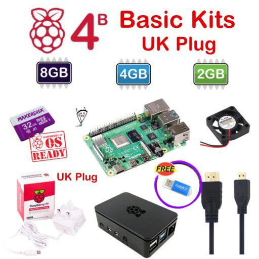 Raspberry Pi 4 Model B Basic Kits - UK Plug