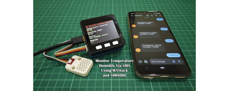Monitor Temperature Humidity via SMS Using M5Stack and SIM800L