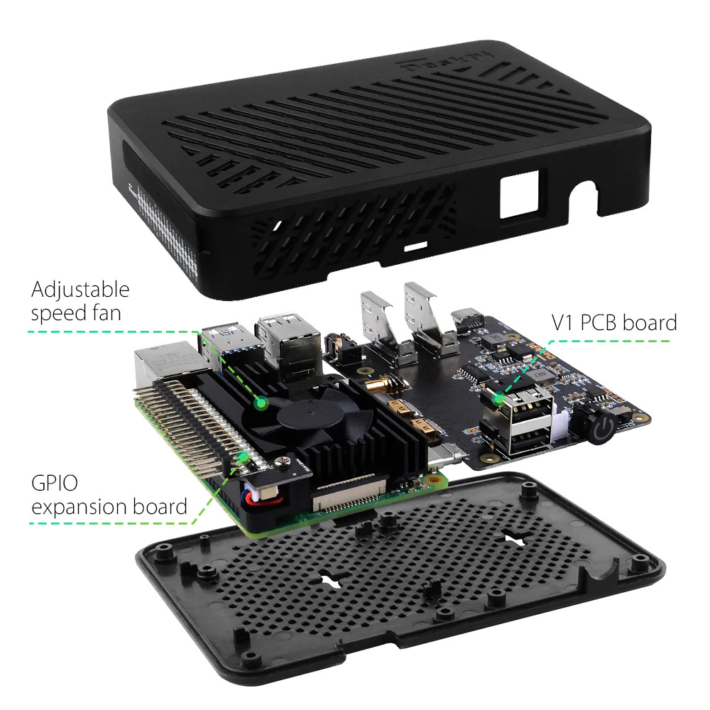 DeskPi Lite Case With Heatsink Fan For Raspberry Pi 4 Model B And Kits