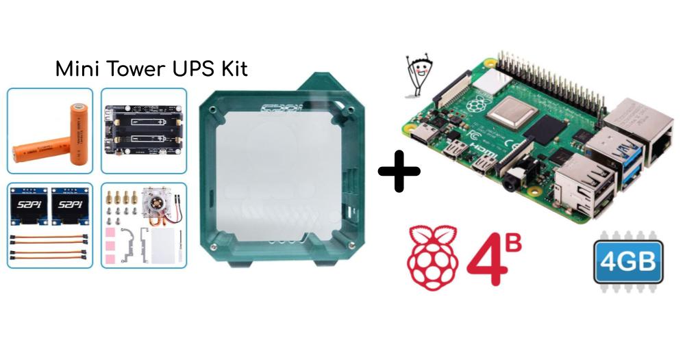 Mini Tower UPS Kit for Raspberry Pi 4 Model B and Kits