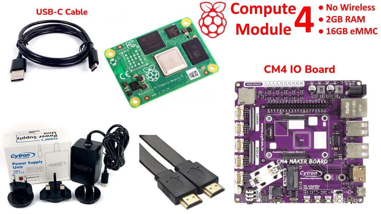 Raspberry Pi CM4 No Wireless 2GB RAM 16GB eMMC and Kits
